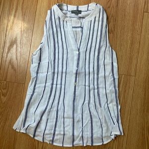 White and blue striped shirt. Market and spruce. Small.